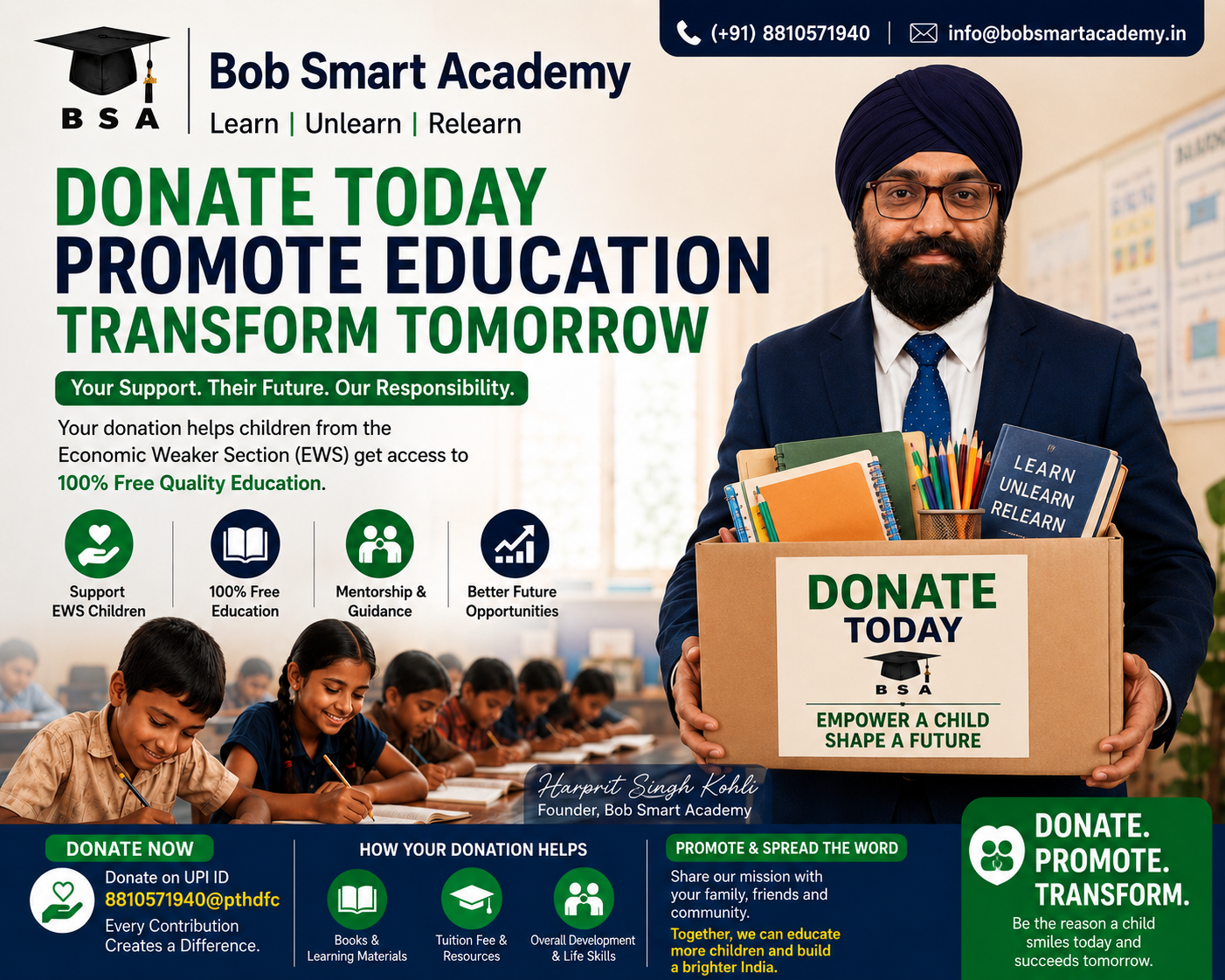 Donate and Promote Free Education for EWS Students